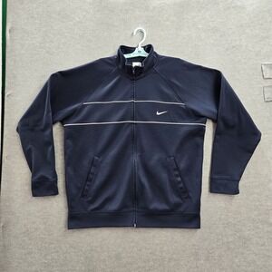 VINTAGE Nike Men Jacket XL Blue Activewear Logo Swoosh Zipper  Y2K
